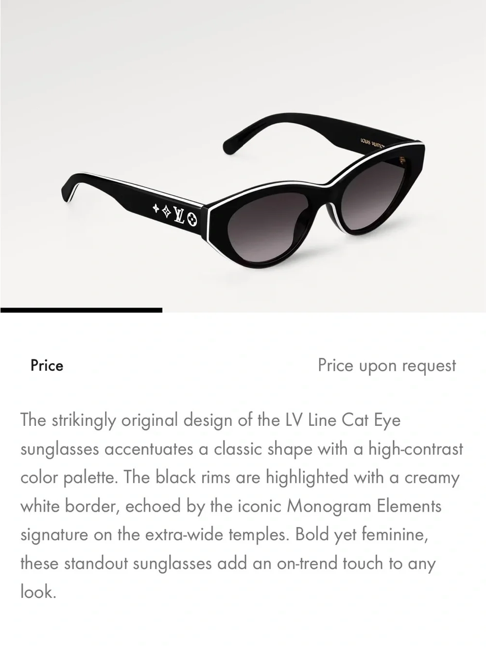 Louis Vuitton Black White Line Cat-Eye Sunglasses
